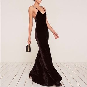 Reformation / Rimini Velvet Dress / Black